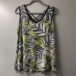 Tropical Leaf Print Women's Tank Top